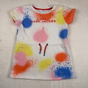 The Marc Jacobs Girls Size 4 White Spray Paint Splatter Dress Designer